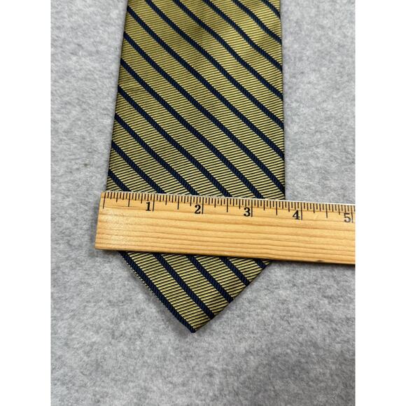 Brooks 346 Silk Gold Navy Stripe Neck Tie - Picture 3 of 6